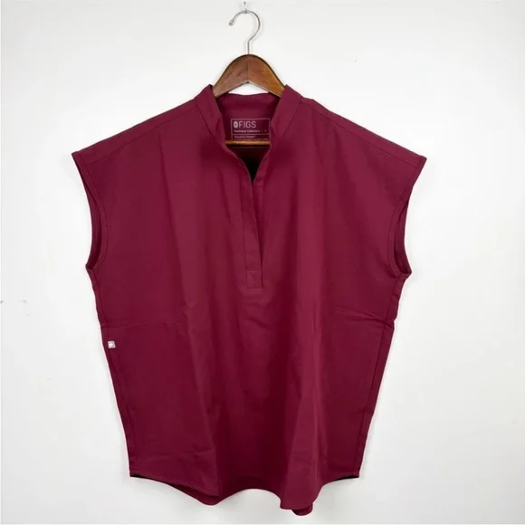 Figs Rafaela Technical Collections Oversized Scrub Top Maroon Large NWT - Picture 10 of 10
